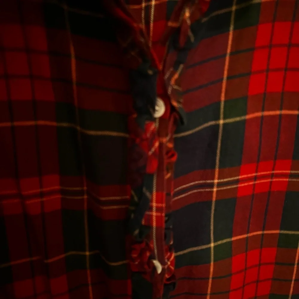 Women’s Ralph Lauren Ruffle Red and Green Plaid Shirt - Picture 2 of 3